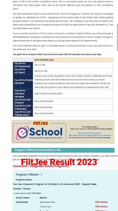 fiitjee results|Admission Test .